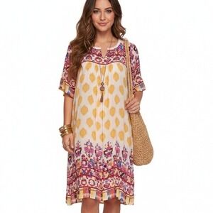 TANVI KEDIA Anthropologie Boho Sequin Embellished Shift Dress Large Folk $228